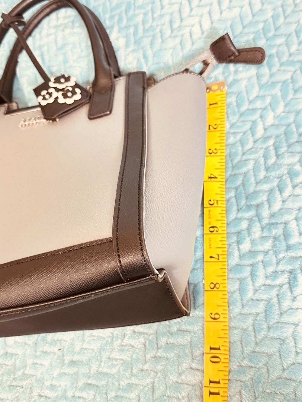 Kenneth Cole Reaction Structured Satchel Tote Gray Black Crossbody Work Handbag - Picture 10 of 14